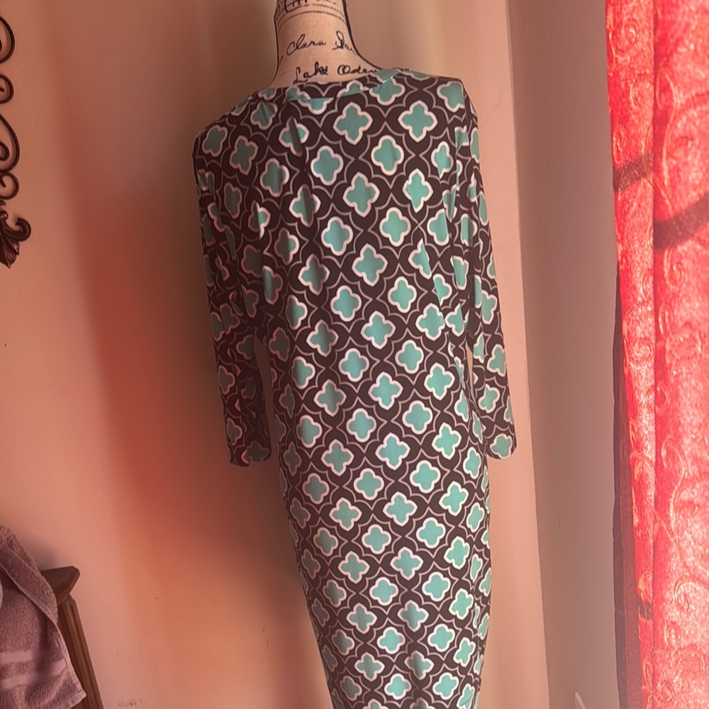 Banana Republic XL Geometric Patterned Dress - Black and Teal - Picture 5 of 5
